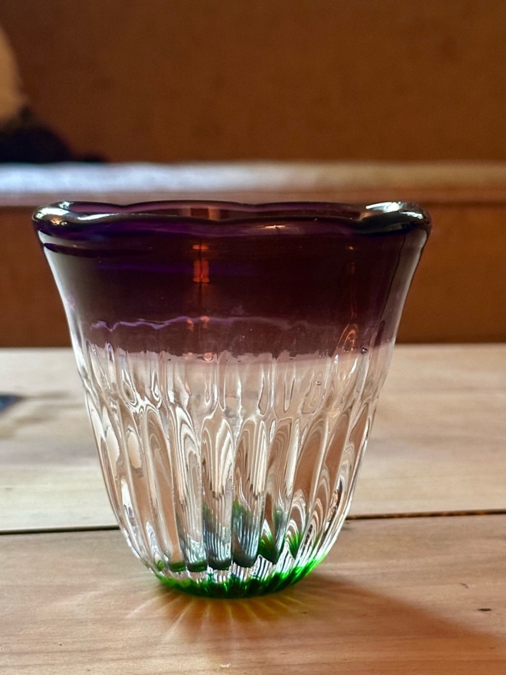Six (6) Anthropologie Purple and Green Rippled Glass Tumbler - Picture 5 of 11